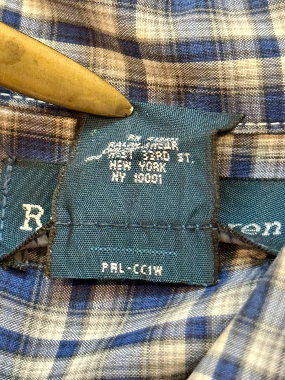 Ralph Lauren Blue Plaid Button Down Shirt Youth XL 18-20 Ivory Pony MenXS Unisex - Picture 10 of 13